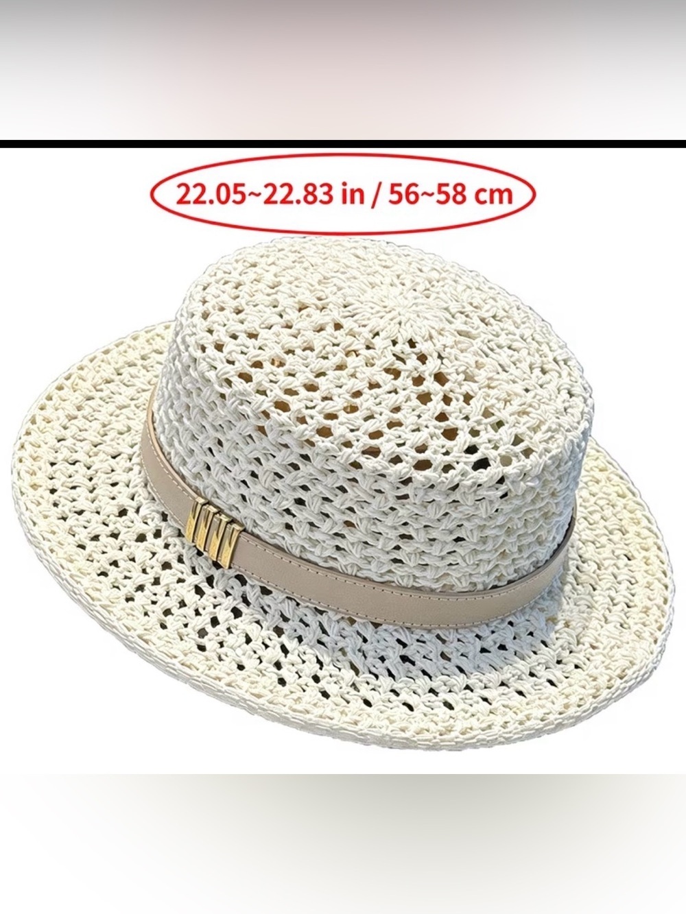 Woven Straw Fedora Hat with Beige Band